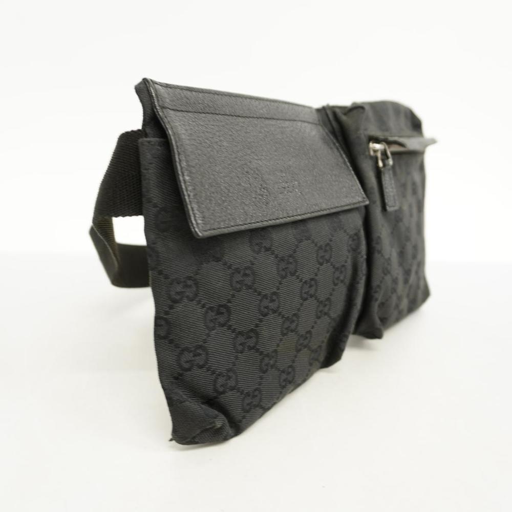 Gucci Silver Bag GG Hardware Waist Canvas Black